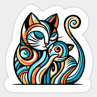 Pop art cat illustration. cubism cat illustration Sticker